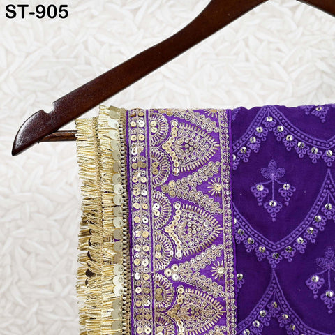 Purple Embroidered Dupatta Georgette 2.5 Yard Dupatta Chuni Bridal Veil Lehenga Embroidery Festival Punjabi Dress Chunni Wedding Gifts