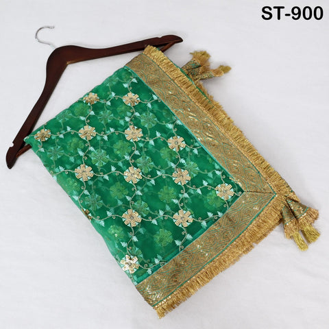 Green Net Women Party Wear Dupatta | Embroidered Indian Ethnic Wrap | Lehenga Dressup Stole | Evening Scarves, Occasion Dress Dupatta Gift