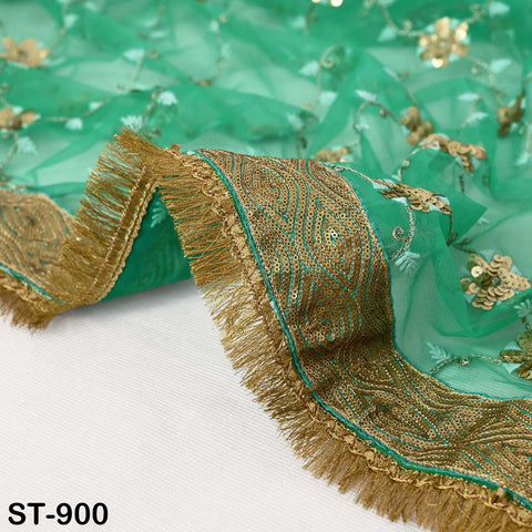 Green Net Women Party Wear Dupatta | Embroidered Indian Ethnic Wrap | Lehenga Dressup Stole | Evening Scarves, Occasion Dress Dupatta Gift