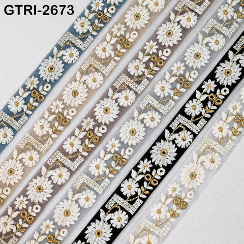 9 Yard Embroidery Ribbon for Kids Crafting Sewing Costumes Dog Collar Tote Bags, Lampshades, Holidays Decor Embroidered Embellishment 3cm