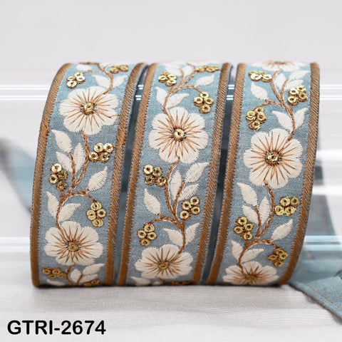 9 Yard 3cm Embroidery Ribbon for Kids Crafting Sewing Costumes Dog Collar Tote Bags, Lampshades, Holidays Decor Embroidered Embellishment
