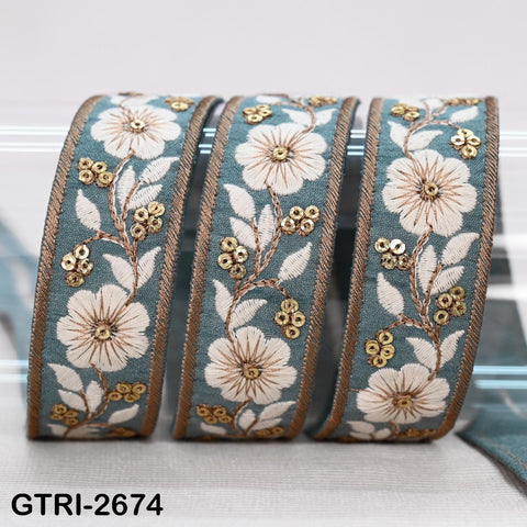 9 Yard 3cm Embroidery Ribbon for Kids Crafting Sewing Costumes Dog Collar Tote Bags, Lampshades, Holidays Decor Embroidered Embellishment