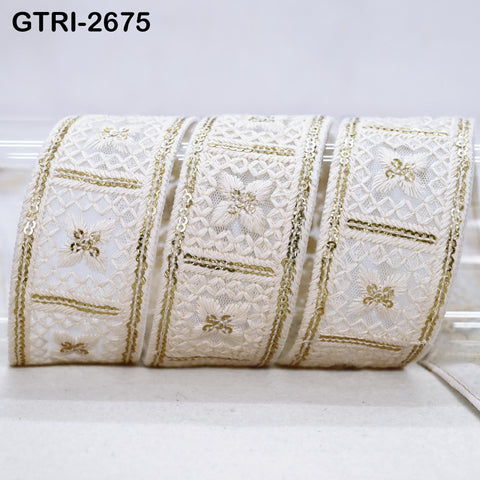9 Yard Indian Embroidery Ribbons Embroidered Fabric Trim Embellish Saree Tape Sewing Crafting Border Wedding Dress Costume Accessories 32mm