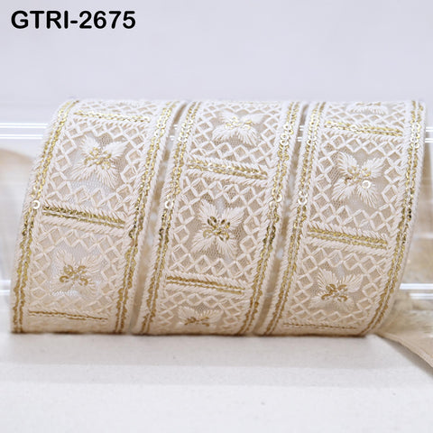 9 Yard Indian Embroidery Ribbons Embroidered Fabric Trim Embellish Saree Tape Sewing Crafting Border Wedding Dress Costume Accessories 32mm