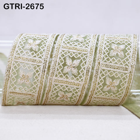 9 Yard Indian Embroidery Ribbons Embroidered Fabric Trim Embellish Saree Tape Sewing Crafting Border Wedding Dress Costume Accessories 32mm