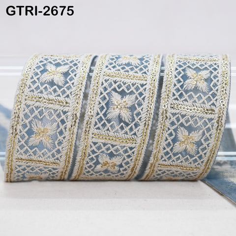 9 Yard Indian Embroidery Ribbons Embroidered Fabric Trim Embellish Saree Tape Sewing Crafting Border Wedding Dress Costume Accessories 32mm