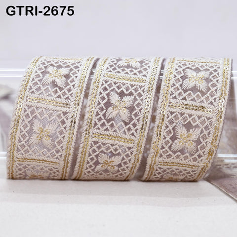 9 Yard Indian Embroidery Ribbons Embroidered Fabric Trim Embellish Saree Tape Sewing Crafting Border Wedding Dress Costume Accessories 32mm
