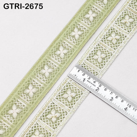 9 Yard Indian Embroidery Ribbons Embroidered Fabric Trim Embellish Saree Tape Sewing Crafting Border Wedding Dress Costume Accessories 32mm