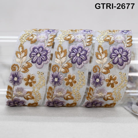 9 Yard 35mm Embroidery Trim Ribbon Tapes | Embroidered Fabric Sari Border | Gift Wrapping Lace Embellishment DIY Sewing Crafting Dog Collars