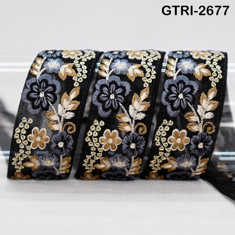 9 Yard 35mm Embroidery Trim Ribbon Tapes | Embroidered Fabric Sari Border | Gift Wrapping Lace Embellishment DIY Sewing Crafting Dog Collars