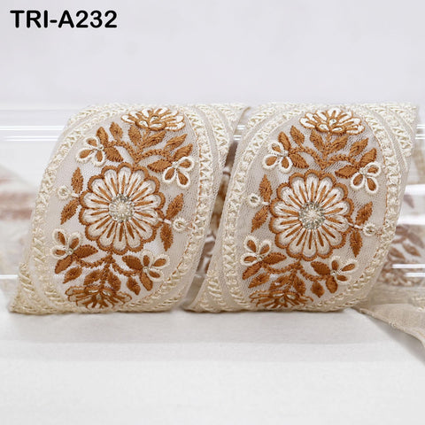 9 Yard Embroidery Fabric 6CM Trim Dresses Sewing Indian Embellishments DIY Crafting Wear Saree Sari Border Embroidered Ribbon Dress Costumes