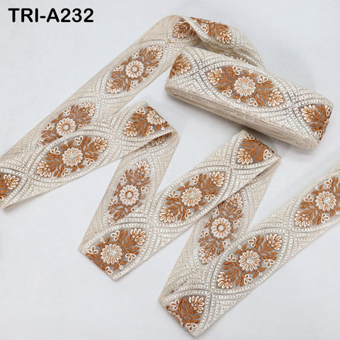 9 Yard Embroidery Fabric 6CM Trim Dresses Sewing Indian Embellishments DIY Crafting Wear Saree Sari Border Embroidered Ribbon Dress Costumes