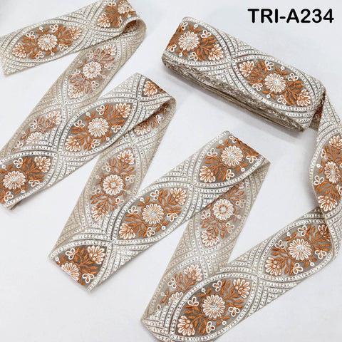 9 Yard Embroidery Fabric 6CM Trim Dresses Sewing Indian Embellishments DIY Crafting Wear Saree Sari Border Embroidered Ribbon Dress Costumes