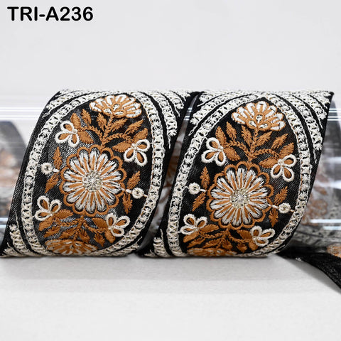 9 Yard Embroidery Fabric 6CM Trim Dresses Sewing Indian Embellishments DIY Crafting Wear Saree Sari Border Embroidered Ribbon Dress Costumes