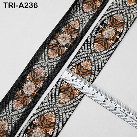9 Yard Embroidery Fabric 6CM Trim Dresses Sewing Indian Embellishments DIY Crafting Wear Saree Sari Border Embroidered Ribbon Dress Costumes