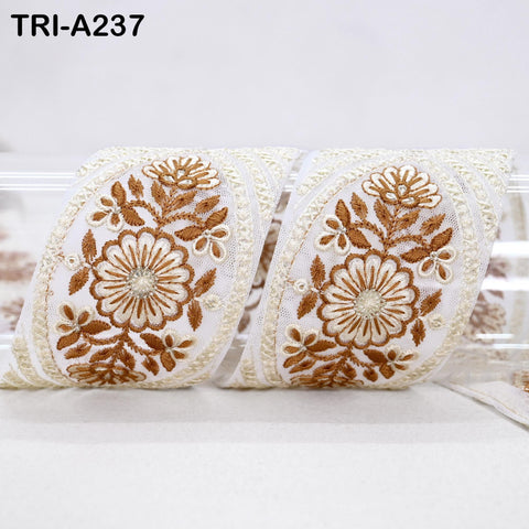 9 Yard Embroidery Fabric 6CM Trim Dresses Sewing Indian Embellishments DIY Crafting Wear Saree Sari Border Embroidered Ribbon Dress Costumes