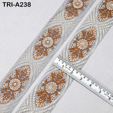 9 Yard Embroidery Fabric 6CM Trim Dresses Sewing Indian Embellishments DIY Crafting Wear Saree Sari Border Embroidered Ribbon Dress Costumes