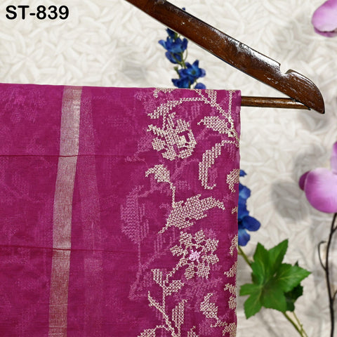 Magenta Organza Embroidery Gold Indian Head Scarf Crafting Sewing Wedding Dress Costume Doll Making Gift for Her Bridal Veil
