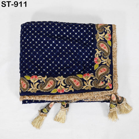 Navy Blue Dupatta Georgette Bridal Wedding Lehenga Heavy Chunni Indian Handcrafted Veil Gota Kinari Sequin Scarf Dresses Gift Her Bridesmaid