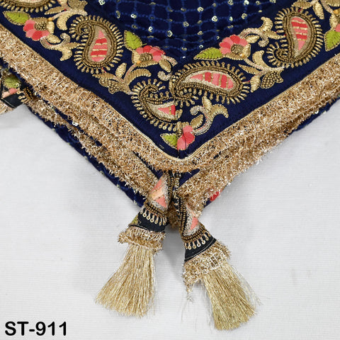 Navy Blue Dupatta Georgette Bridal Wedding Lehenga Heavy Chunni Indian Handcrafted Veil Gota Kinari Sequin Scarf Dresses Gift Her Bridesmaid