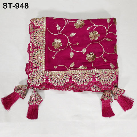 Magenta Gota Patti Dupatta – Handmade Georgette Scarf with Gold Embroidery | Bridal Indian Stole | Ethnic Outfit Wrap | Women Sequin Scarf