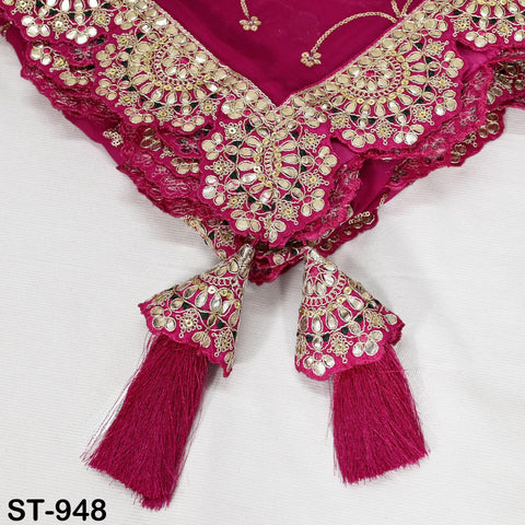 Magenta Gota Patti Dupatta – Handmade Georgette Scarf with Gold Embroidery | Bridal Indian Stole | Ethnic Outfit Wrap | Women Sequin Scarf