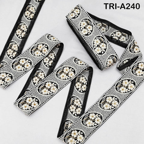9 Yard Indian Ivory Embroidered Net Fabric Trim 6 cm Ribbon Embellishment Cushion DIY Craft Sari Border Wedding Saree Tape Embroidery Dress