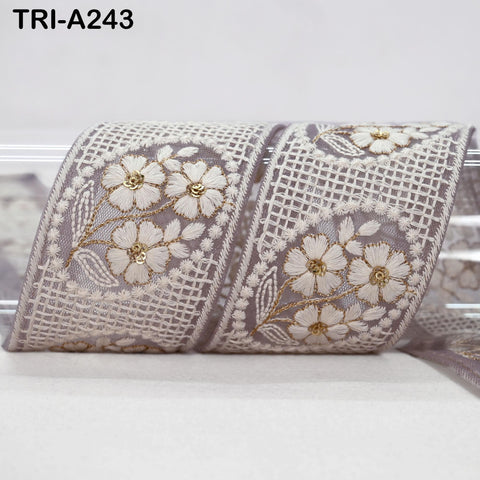 9 Yard Indian Ivory Embroidered Net Fabric Trim 6 cm Ribbon Embellishment Cushion DIY Craft Sari Border Wedding Saree Tape Embroidery Dress