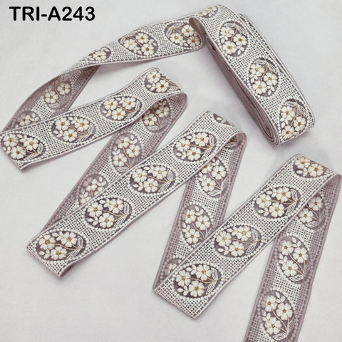9 Yard Indian Ivory Embroidered Net Fabric Trim 6 cm Ribbon Embellishment Cushion DIY Craft Sari Border Wedding Saree Tape Embroidery Dress