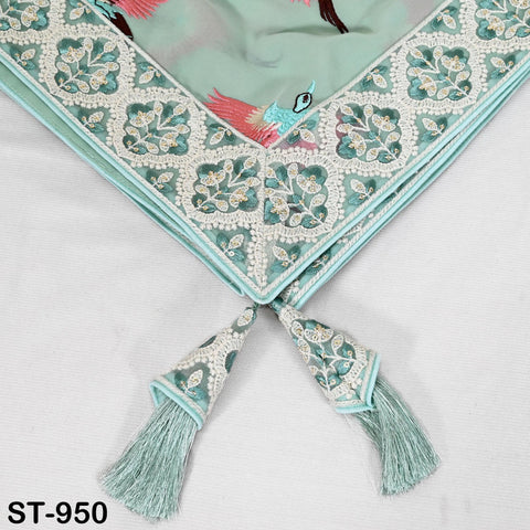 Green Parsi Gara Dupatta Embroidered Indian Dupatta Wedding Georgette Long Dupatta Chuni Bridal Veil Lehenga Embroidery Stoles Chunni Gifts