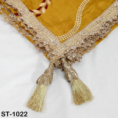 Yellow Indian Wedding Dupatta Haldi Function Chinon Long Embroidered Chuni Bridal Veil Lehenga Embroidery Stoles Festival Punjabi Chunni