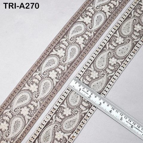 9 Yard Indian 7cm Embroidered Fabric Ribbon Trim Embellishment Cushions DIY Crafting Sewing Sari Border Wedding Saree Tape Embroidery Dress