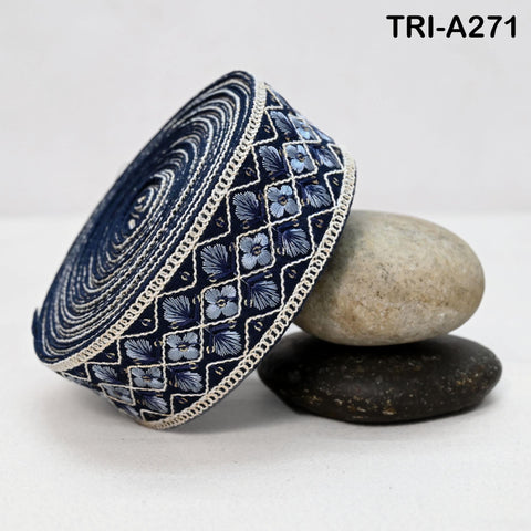 9 Yard Indian Embroidery Ribbons Fabric Trim Embellishments DIY Crafting Sewing Saree Indian Sari Border Embroidered Decorative Tapes 5cm
