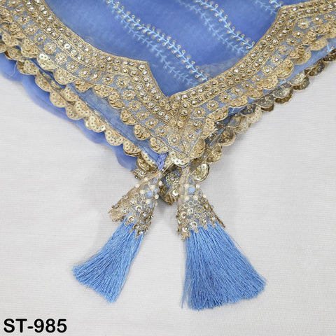 Blue Dupatta Silk Organza Gotta Dupatta Light Weight Indian Bridal Veil Wedding lehenga Chunni Sequin Dress Costumes Perfect Gift for Women