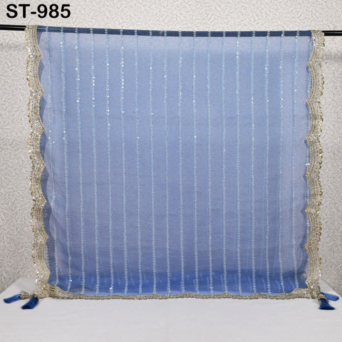 Blue Dupatta Silk Organza Gotta Dupatta Light Weight Indian Bridal Veil Wedding lehenga Chunni Sequin Dress Costumes Perfect Gift for Women