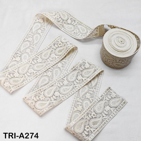 9 Yard Indian 7cm Embroidered Fabric Ribbon Trim Embellishment Cushions DIY Crafting Sewing Sari Border Wedding Saree Tape Embroidery Dress