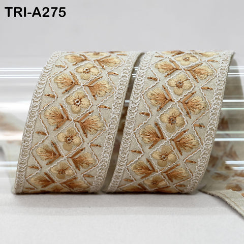1 Meter Indian Embroidery Ribbons Fabric Trim Embellishments DIY Crafting Sewing Saree Indian Sari Border Embroidered Decorative Tapes 5cm