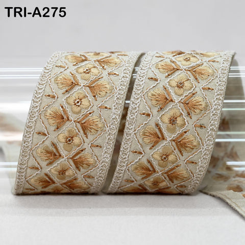 9 Yard Indian Embroidery Ribbons Fabric Trim Embellishments DIY Crafting Sewing Saree Indian Sari Border Embroidered Decorative Tapes 5cm