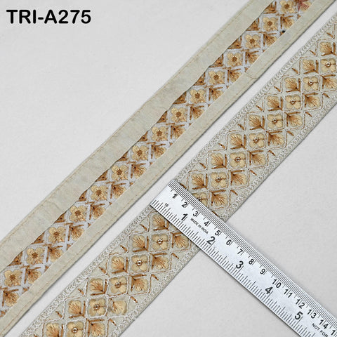 1 Meter Indian Embroidery Ribbons Fabric Trim Embellishments DIY Crafting Sewing Saree Indian Sari Border Embroidered Decorative Tapes 5cm