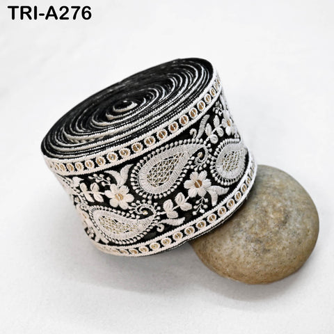 9 Yard Indian 7cm Embroidered Fabric Ribbon Trim Embellishment Cushions DIY Crafting Sewing Sari Border Wedding Saree Tape Embroidery Dress