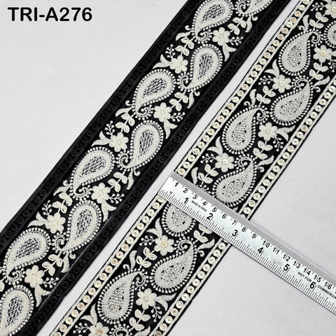 9 Yard Indian 7cm Embroidered Fabric Ribbon Trim Embellishment Cushions DIY Crafting Sewing Sari Border Wedding Saree Tape Embroidery Dress