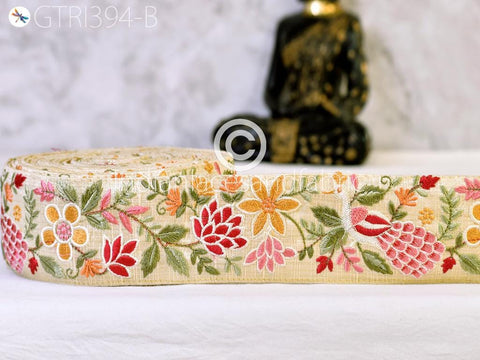 9 Yard Pink Embroidered Peacock Indian Border Crafting Fabric Ribbons Saree Sewing Decorative Trim Embellishment Dress Trimmings