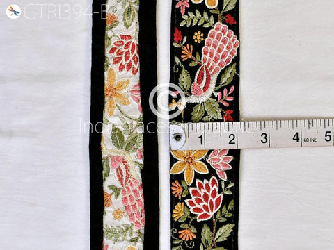 9 Yard Pink Embroidered Peacock Indian Border Crafting Fabric Ribbons Saree Sewing Decorative Trim Embellishment Dress Trimmings