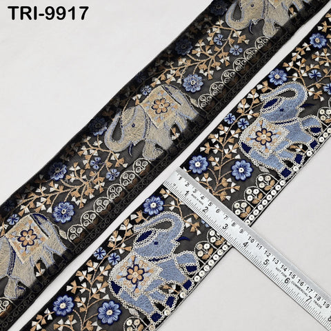 9 Yard Embroidery 9cm Elephants Ribbons Trims Embroidered Fabric Saree Border Theatrical Costumes Crafting Sewing Holidays Decorations