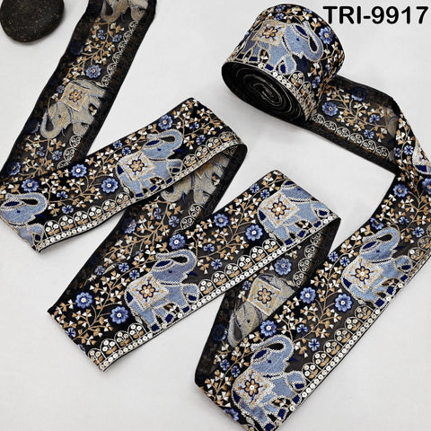 9 Yard Embroidery 9cm Elephants Ribbons Trims Embroidered Fabric Saree Border Theatrical Costumes Crafting Sewing Holidays Decorations