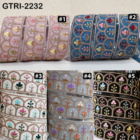 9 Yard Indian Embroidery Ribbons Embroidered Fabric Trim Embellish Saree Tape Sewing Crafting Border Wedding Dress Costumes Accessories 32mm