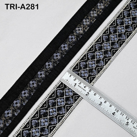 9 Yard Indian Embroidery Ribbons Fabric Trim Embellishments DIY Crafting Sewing Saree Indian Sari Border Embroidered Decorative Tapes 5cm