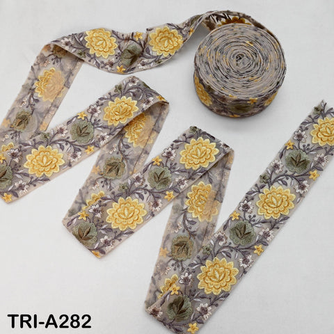 9 Yard Floral Embroidery Ribbon 65mm Dog Collar Tote Bags, Lampshades Theatrical Costumes Crafting Holidays Wreaths Decor Indian Embroidered