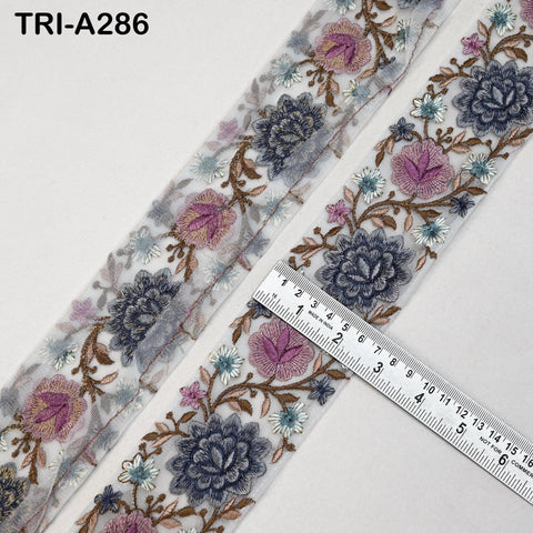 9 Yard Floral Embroidery Ribbon 65mm Dog Collar Tote Bags, Lampshades Theatrical Costumes Crafting Holidays Wreaths Decor Indian Embroidered