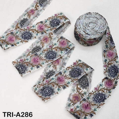 9 Yard Floral Embroidery Ribbon 65mm Dog Collar Tote Bags, Lampshades Theatrical Costumes Crafting Holidays Wreaths Decor Indian Embroidered